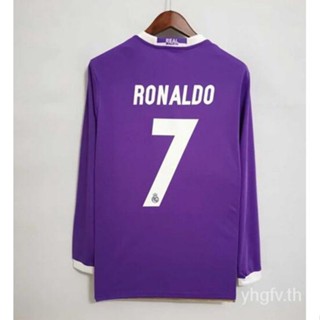 เสื้อเชิ้ตแขนยาว ลาย Real Madrid Away Ronaldo 7 Champions League สไตล์คลาสสิก 16-17