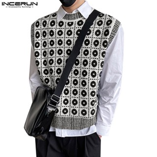 Incerun เสื้อกล้าม คอกลม แขนกุด ผ้าถัก ขนาดเล็ก สําหรับผู้ชาย