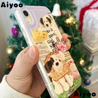 ✅เคสโทรศัพท์มือถือนิ่ม ลายการ์ตูนลูกสุนัข ขนมปัง สร้างสรรค์ สําหรับ Apple Iphone 12 14Pro Xsmax 13 78 11 CYFH