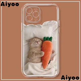 ✅เคสโทรศัพท์มือถือแบบใส ลายแมวนอนหลับน่ารัก สําหรับ Iphone 8p 7XR11 12 13Pro XS Max ALBK