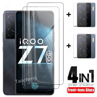 4 in 1 ฟิล์มกระจกนิรภัยกันรอยหน้าจอ และเลนส์กล้อง แบบใส สําหรับ iQOO Z7 x Z7x iQOOZ7x 5G iQ00 2023 2 in 1