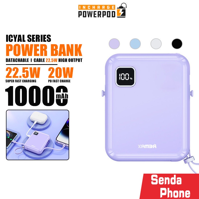 แบตสำรอง รุ่น RPP-579 สายชาร์จในตัว Type-C, iph ความจุ 10000mAh ชาร์จเร็ว PD20W+QC22.5W น้ำหนักเบา กระทัดรัด พกพาสะดวก