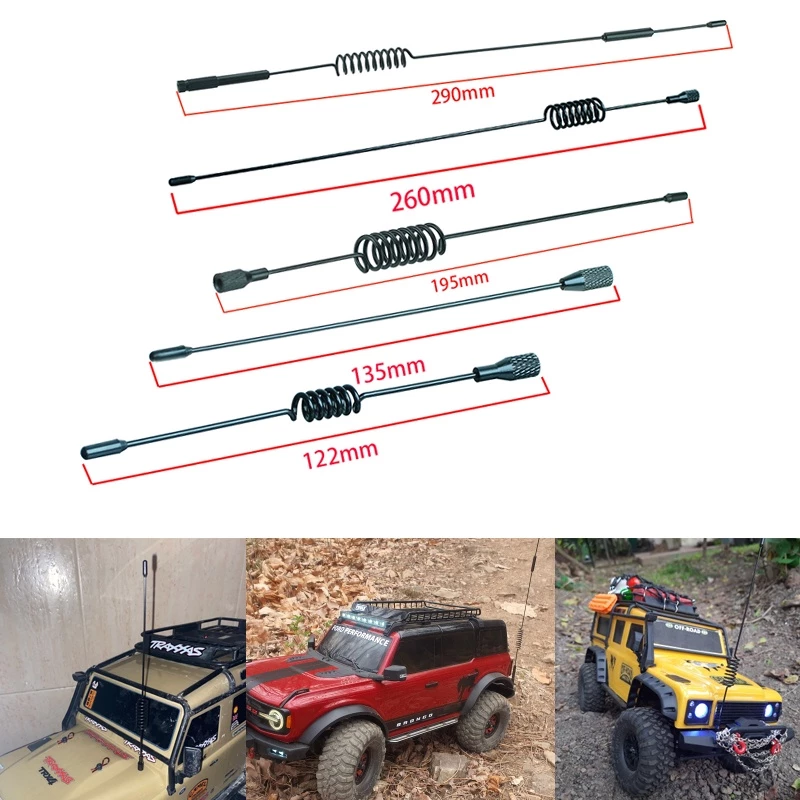1 ชิ้นโลหะตกแต่งเสาอากาศ 122 มม.-290 มม.สําหรับ 1/10 1/18 1/24 RC Crawler รถ Traxxas TRX4 Defender TRX4-M Bronco AXIAL SCX24 Part