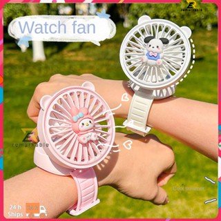 Ready Stock พัดลมนาฬิกาการ์ตูน Usb Mini Charging Lazy Small Fan Portable Handheld Watch Shape Fan