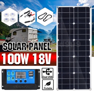 ชุดอุปกรณ์ชาร์จพลังงานแสงอาทิตย์ 30W 18V MonocrystalineSolar Panel Dual 12V 5V DC USB พร้อมตัวควบคุมพลังงานแสงอาทิตย์ 10A และสายเคเบิล