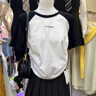 6031#[ปกหลัง 210 กรัม ผ้าฝ้ายแท้] เสื้อยืดแขนสั้น ปักลาย ทรงหลวม เหมาะกับฤดูร้อน สําหรับผู้หญิง