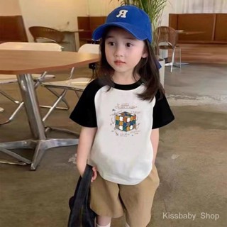 เสื้อยืดแขนสั้น พิมพ์ลายการ์ตูนน่ารัก แฟชั่นฤดูร้อน สําหรับเด็กผู้ชาย และเด็กผู้หญิง