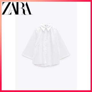 Zara ใหม่ เสื้อเชิ้ต จีบรอบ ทรงไม่สมมาตร สําหรับผู้หญิง