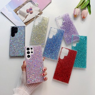 เคสโทรศัพท์มือถือแบบใส มีทรายไหล แต่งกลิตเตอร์ สีแดง สําหรับ Samsung Galaxy S23 S23 Ultra S23+ S22 S22+ S22 Ultra S23 S23Plus S22 S22+