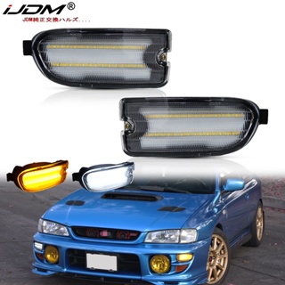 Ijdm หลอดไฟเลี้ยว LED 1156 สีเหลืองอําพัน 2 ชิ้น สําหรับ 1999 2000 2001 Subaru Impreza White LED as Daytime Running Lights 84441FA160 SU2531104 84441fa170 SU2530104