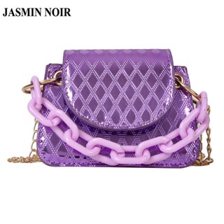 Jasmin NOIR กระเป๋าสะพายไหล่ หนังเทียม ลายสก๊อต แต่งสายโซ่ ขนาดเล็ก แฟชั่นสําหรับสตรี