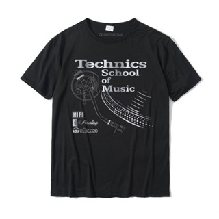 เสื้อยืดท็อป ผ้าฝ้าย ขนาดใหญ่ พิมพ์ลาย Technics School Of Music สําหรับผู้ชาย