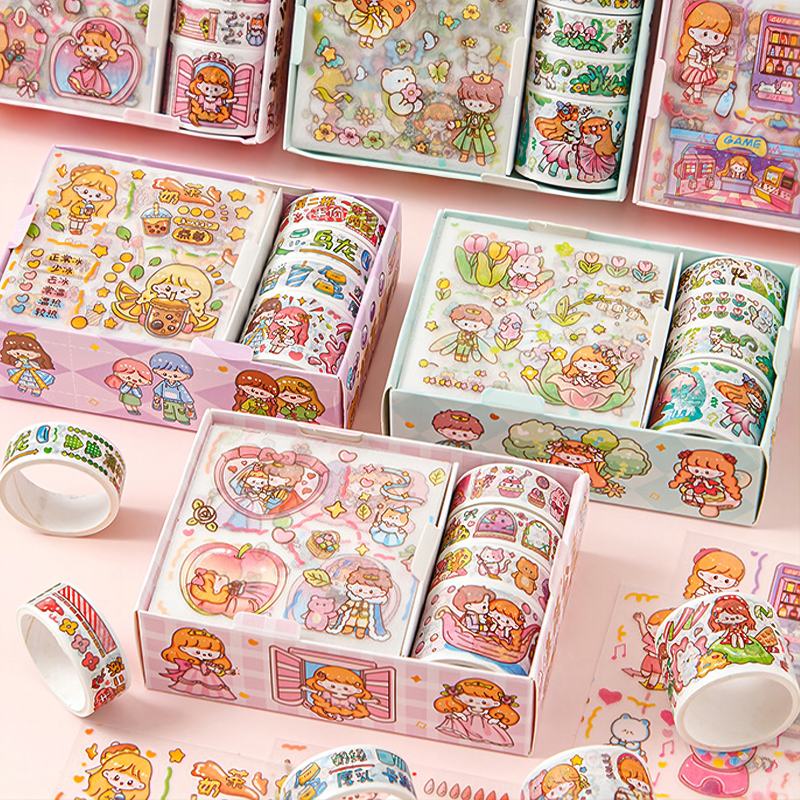 สติกเกอร์เทป ลายการ์ตูน สําหรับตกแต่งสมุดภาพ diy TZ040