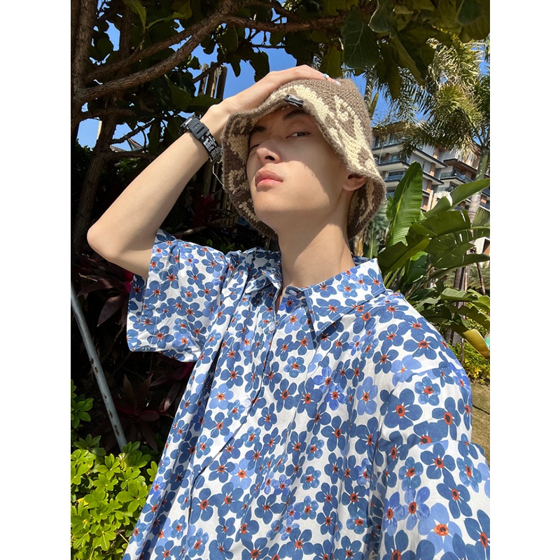 hawaii shirt เชิ้ตลายดอก เสื้อเชิ้ตแขนสั้นลําลอง แบบบาง ทรงหลวม พิมพ์ลายดอกไม้ เข้ากับทุกการแต่งกาย แฟชั่นฤดูร้อน สไตล์เรโทร