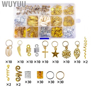 Wuyuu Hair Dreadlocks Ring  Multiple Shape Hair Dreadlocks Bead Rings Alloy 206pcs  for Women