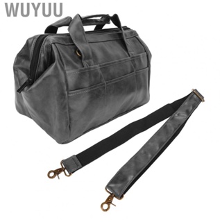 Wuyuu Hairstyling Case  Classic Grey PU Leather Simple Barber  with Handle for Salon