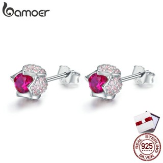 Bamoer สตรี Stud Earrings ทิวลิปเงินแท้ 925 องค์ประกอบของพืชต่างหูสเตอร์ลิงเครื่องประดับเงิน