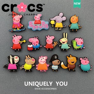 Crocs jibbitz Piggy Peppa บักเกิลติดรองเท้า รูปการ์ตูนดอกไม้ เปปป้า DIY สําหรับตกแต่งรองเท้า