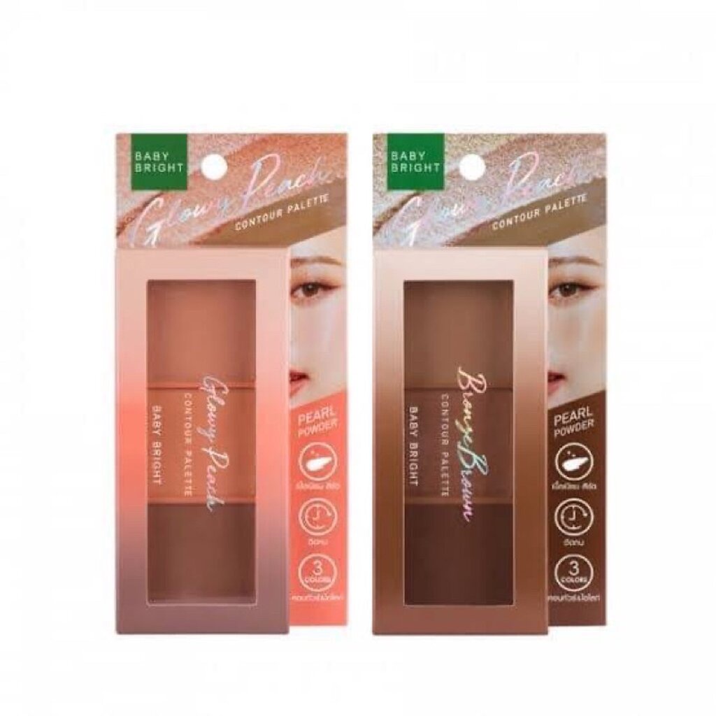 Baby Bright Glowy Peach Contour Palette x 3ช่อง คอนทัวร์ พาเลท เบบี้ไบรท์