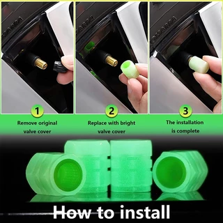 1/4PCS Luminous Tyre Air Cap สําหรับรถยนต์รถจักรยานยนต์จักรยานยางรถ Luminous Valve Cap Stem วาล์วล้อยางหมวก Penutup หลอด Angin