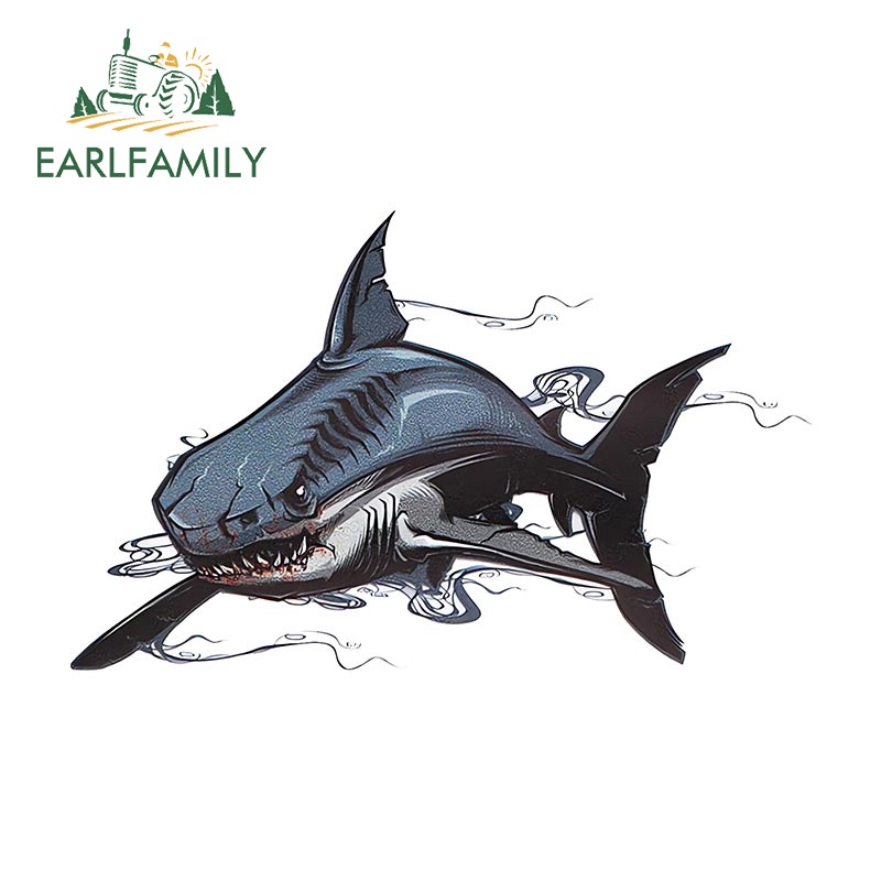 Earlfamily 13 ซม.Shark การ ์ ตูนรถสติกเกอร ์ Aquaflask Windows รถจักรยานยนต ์ แล ็ ปท ็ อปกันน ้ ําไวนิล Decal แฟชั ่ น Scratch-Proof รถจัดแต ่ งทรงผม
