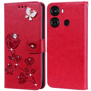 เคสโทรศัพท์มือถือหนัง ซิลิโคน พิมพ์ลายดอกกุหลาบ ลายนูน สําหรับ Itel P40 P662L