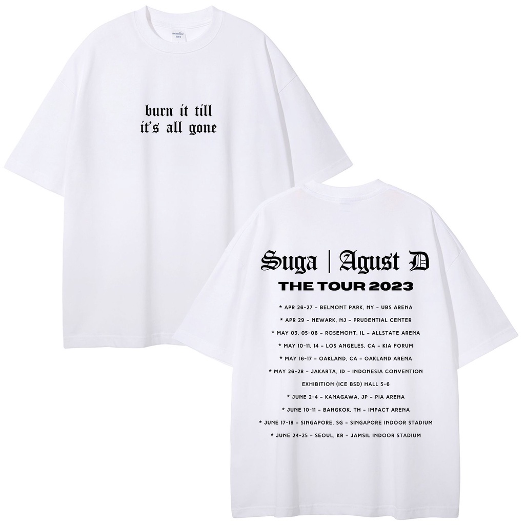 มีหลายสี เสื้อยืดแขนสั้นลําลอง คอกลม ผ้าฝ้าย พิมพ์ลาย KPOP Bangtan Boys SUGA AGUST D DAY TOUR MERCH 