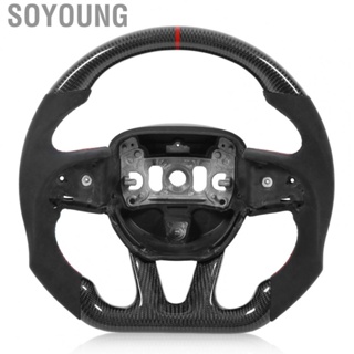 Soyoung Carbon Fiber Steering Wheel Suede Red Stitching Replacement for Dodge Challenger  Durango 2015 2016 2017 2018-2021 New