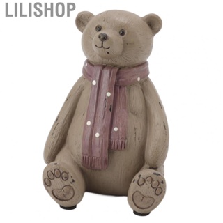Lilishop Bear Statue Round Glossy Scarf Bear Ornament For Living Room For Study