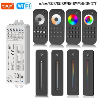 Wt5 Tuya Wifi LED 5in1 เครื่องหรี่ไฟ DC12V 24V RGB RGBW RGBCCT LED Strip Light RF 4-Zone Touch รีโมทคอนโทรล สําหรับ Alexa