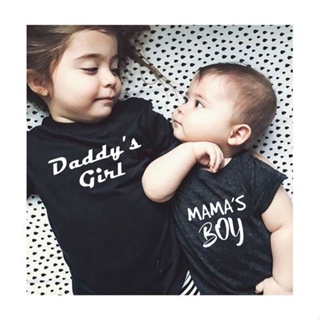 เสื้อยืดท็อปแขนสั้น พิมพ์ลาย DaddyS Girl and MamaS Boy Family คุณภาพสูง สําหรับเด็กผู้ชาย และผู้หญิง