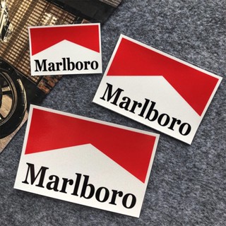 สติกเกอร์สะท้อนแสง ลาย Marlboro ป้องกันรอยขีดข่วน สําหรับติดตกแต่งกระจกรถยนต์ รถจักรยานยนต์