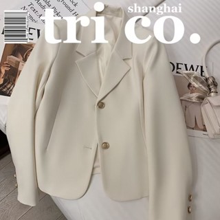 Beige / Black suit jacket womens Korean version short suit jacket leisure temperament high sense cropped blazer