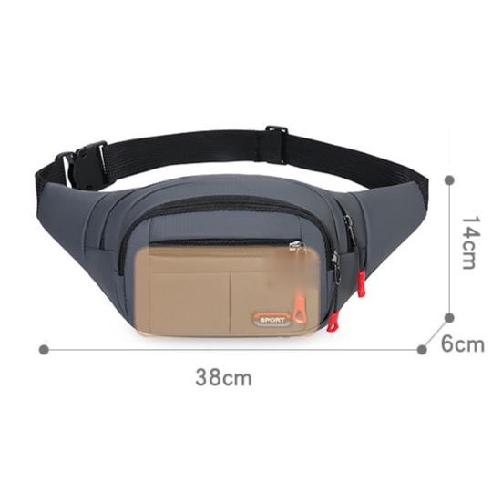 (W246)กระเป๋าคาดเอว แนวสตรีท มี4ช่องแต่งลูกเล่นซิปเท่ vgetbag