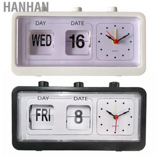 Hanhan Manual Calendar Clock  Safe Stable Vintage Manual Jump Calendar Alarm Clock Desktop  for Study Room