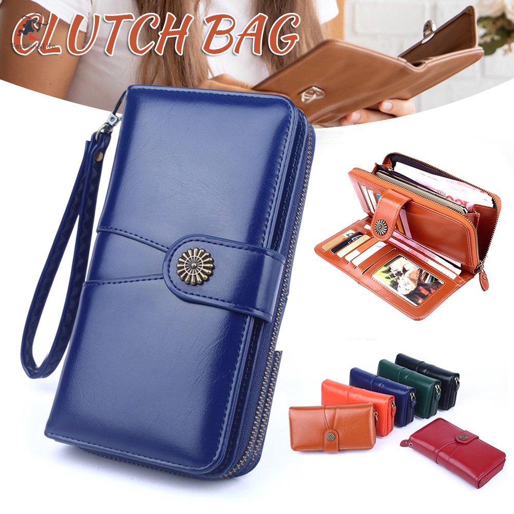 กระเป๋าสตางค์ ทรงคลัทช์ อเนกประสงค์ น้ําหนักเบา ลายดอกไม้ สีพื้น สไตล์เรโทร สําหรับใส่บัตรเงิน