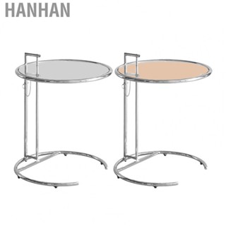 Hanhan C Shaped Round End Table  Simple Height Adjustment Glass Lift Coffee Table  for Placing Cups for Placing Phone