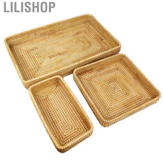 Lilishop Rattan Serving Tray  Multi Purpose Rattan Storage  Hand Woven Portable  for Balcony