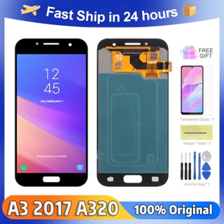 อะไหล่หน้าจอสัมผัสดิจิทัล LCD A320 100% สําหรับ Samsung Galaxy A3 2017 A320F SM-A320Y SM-A320FL