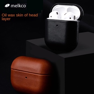 Melkco เคสหูฟังหนังวัวแท้ สไตล์วินเทจ สําหรับ AirPods Pro 2 AirPods 3 2 1