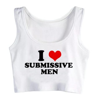 I love submissive เสื้อกล้าม เสื้อครอป สไตล์วินเทจ สําหรับผู้ชาย ผู้หญิง y2k 2000s