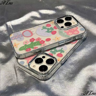 เคสโทรศัพท์มือถือนิ่ม กันกระแทก ลายดอกไม้ กระบองเพชร เรียบง่าย สําหรับ Iphone 14pro apple 87 12 13ins plus11 max TELJ