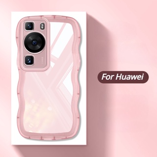 เคสโทรศัพท์ ซิลิโคนนุ่ม ใส ลายคลื่นหยิก สําหรับ Huawei P60 P50 P40 P30 Pro