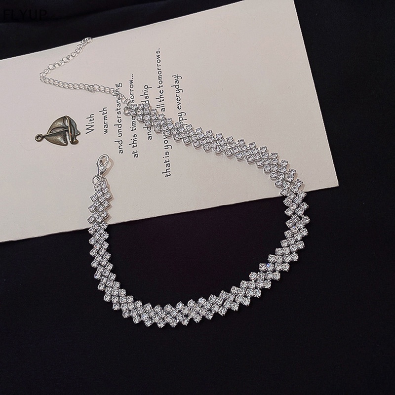 FLYUP แฟชั่น Rhinestone Choker สร้อยคอผู้หญิงเรขาคณิตคริสตัลสร้อยคองานแต่งงานเครื่องประดับ VN
