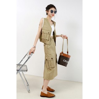 Age-reducing Suit A Set of Korean Drama Suit Skirt Suit Womens Spring and Summer New Short Vest Split Skirt