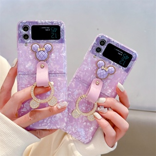 เคสโทรศัพท์มือถือ PC แบบแข็ง แต่งแหวนขาตั้ง ลายน่ารัก สําหรับ Samsung Galaxy Z Flip 4 flip5 5G ZFlip3 zflip4 zflip5