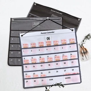 ปฏิทินออมเงิน planner ติดผนังวัสดุผ้าใบ ปฏิทินประหยัดเงินปฏิ รายเดือน