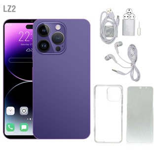  LZ2 โทรศัพท์มือถือ I14 Pro Max 6.1 นิ้วสำหรับ Android 11.0 4GB 64GB สมาร์ทโฟนรองรับ 5G Dual Band WiFi พร้อมแบตเตอรี่ 7000mAh 100‑240V สีม่วง