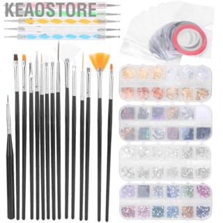 Keaostore Nail Art Tool Brush Dotting Pen Rhinestones Decoration Foil Striping T