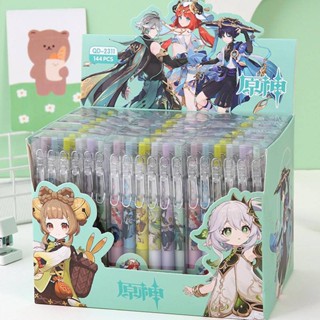 12 ชิ้น / เซต Kawaii Game Genshin Impact Roller Ball pen Cartoon stationery Nilou Wanderer Alhaitham Tighnari Yaoyao Nahida หมึกสีดํา ปากกาเจล เครื่องเขียน ของขวัญสําหรับเด็ก